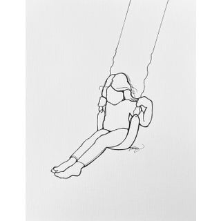"Carefree" Contemporary Minimalist Figurative Line Drawing by Tawna Allred For Sale