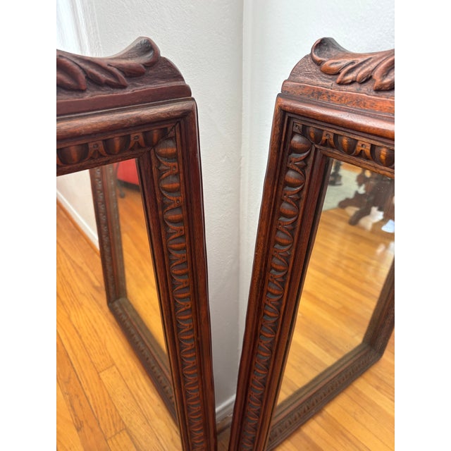 Late 19th Century Antique Pair of Mahogany Carved Mirrors by Barker Bros. For Sale - Image 5 of 8