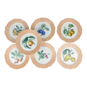 Vintage Vista Alegre for Mottahedeh Summer Fruit Porcelain Plates - 7 Pieces