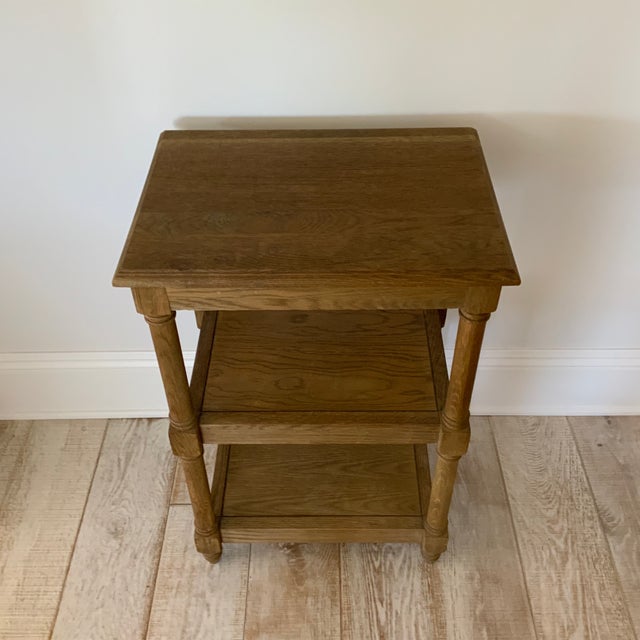 American Restoration Hardware-Style White Oak Three-Tiered Side Table For Sale - Image 3 of 8