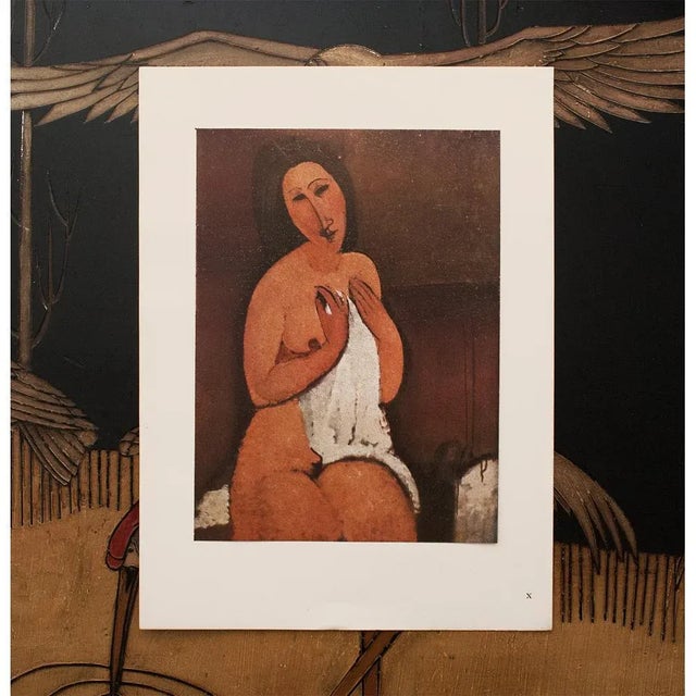 Portraiture 1947 After Amedeo Modigliani "Seated Nude With a Shirt", First Edition Parisian Full-Color Print For Sale - Image 3 of 8