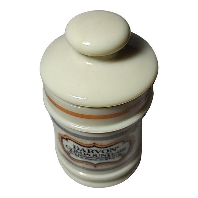 Antique Custard Glass Apothecary Jar Darvon Compound 65 Medicine Poison Pharmacy For Sale