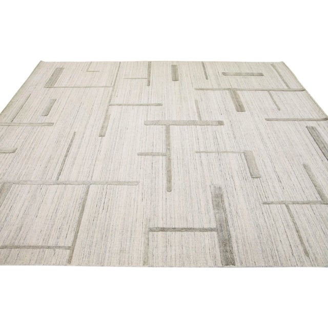 Ivory Contemporary Texture Handmade Wool & Viscose Rug Chairish