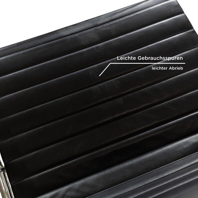 Black EA 124 Leather Armchair in Black with Rocking Function by Charles & Ray Eames for Vitra For Sale - Image 8 of 15