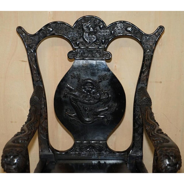 Antique Chinese Dragon Carver Armchair, 1880s For Sale - Image 3 of 18