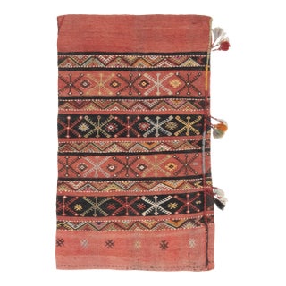 Orange Turkish Vintage Handmade Wool Small Rug For Sale