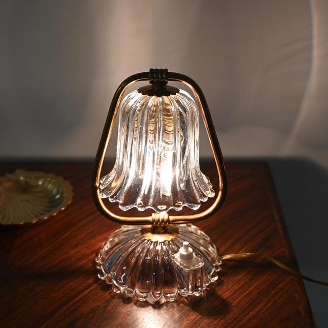 Murano Glass Bell and Brass Table Lamps from Barovier, Italy, 1940s, Set of 2 For Sale - Image 9 of 16