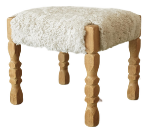 1950s Scandinavian Modern Sheepskin Stool