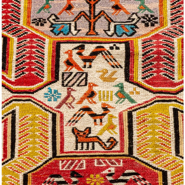 Red Caucasian Kazak Hand-Knotted Rug, 3' 3" X 2' 6" For Sale - Image 8 of 9