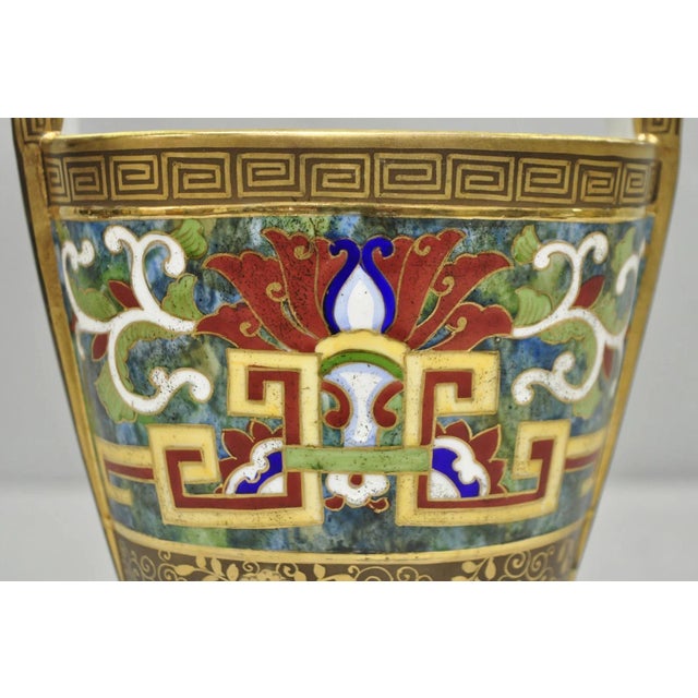 Antique Nippon Morimura Art Deco Hand Painted Porcelain Top Handle Bucket Vase For Sale - Image 4 of 17