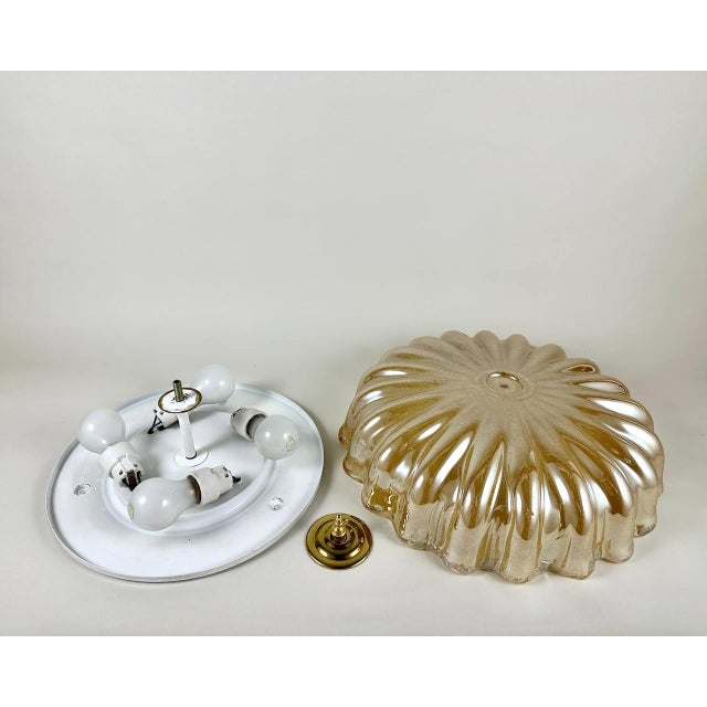 Mid-Century Modern Honey Glass Ceiling Flush Mount, Germany, 1960s For Sale - Image 3 of 11