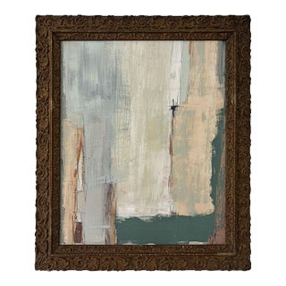 “Matcha" Abstract Art in Antique Frame, Transitional Living Room Art by JTS For Sale