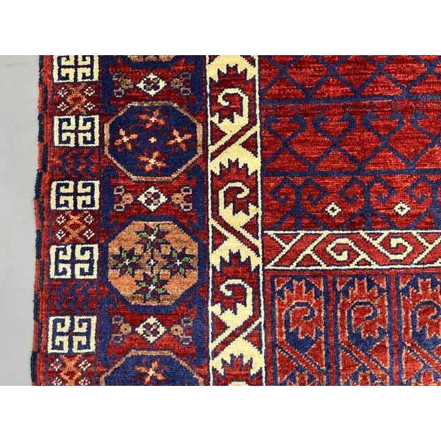 Red Turkmen Parda Tribal Wool Area Rug, 5'2" X 6'11" For Sale - Image 12 of 16