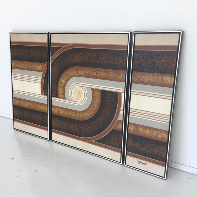 1970s Letterman Abstract Triptych Paintings Set of 3 Chairish