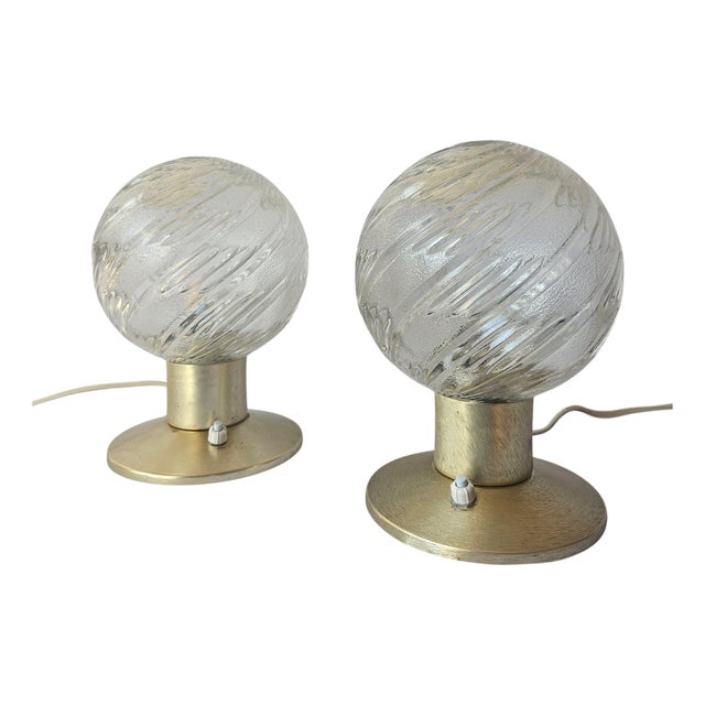 Mid-Century Table Lamps in Aluminum and Glass from Richard Essig, Germany, 1970s, Set of 2 For Sale