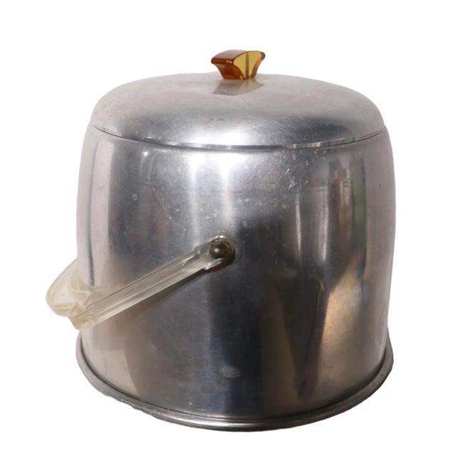 Vintage Mid Century Aluminum and Lucite Ice Bucket For Sale - Image 4 of 10