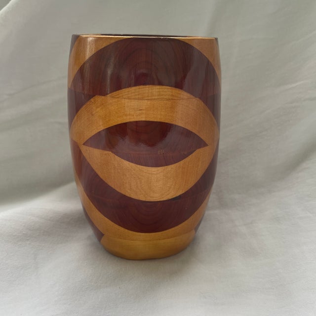 Mid-Century Modern Mid Century Modern Hand Crafted Multi-Wood Vase For Sale - Image 3 of 6