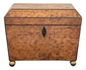 19th Century English Regency Tea Caddy With Faux Tortoise Shell Interior Compartment Top