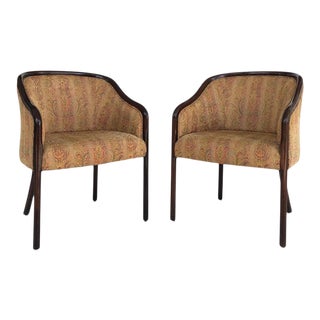 Vintage Ward Bennett Brickell Barrel Back Chairs, Upholstered- a Pair For Sale
