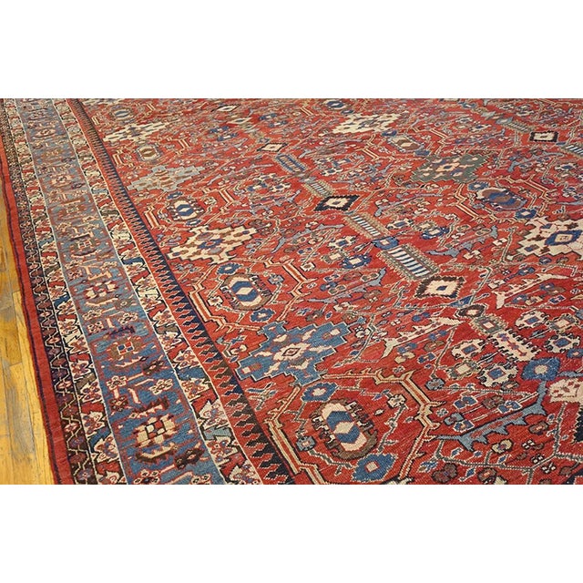 Captivating Red-Raspebery Field With Classic Geometric Desing Antique Persian Sultanabad Rug For Sale - Image 4 of 6