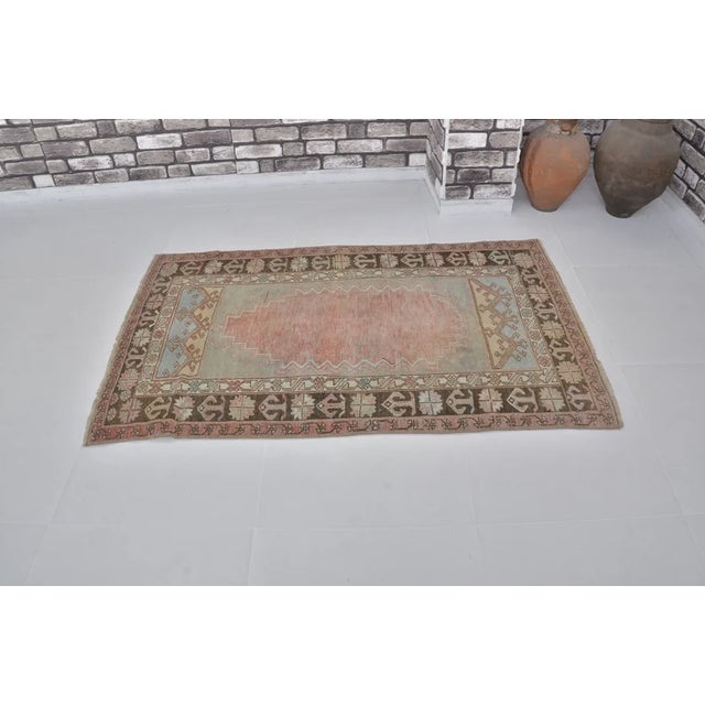 Handmade wool carpet in Turkish Anatolia , Vintage Oushak Rug,Turkish Vintage Anatolian Rug, Handmade wool Rug . One Of...