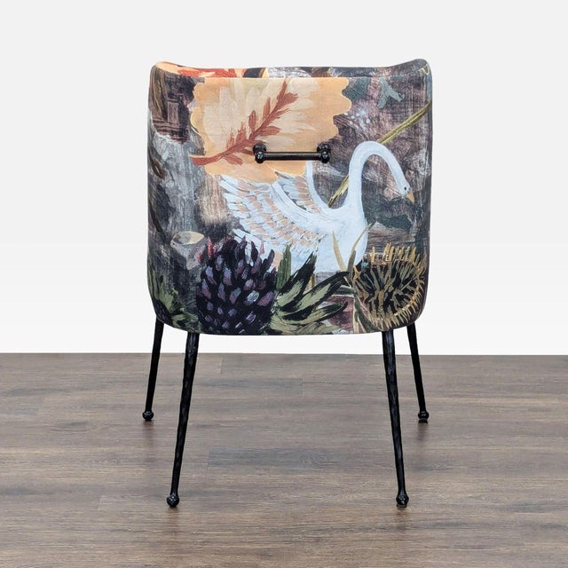 2010s Anthropologie Bara Floral Velvet Lounge Chair With Swan Motif For Sale - Image 5 of 10