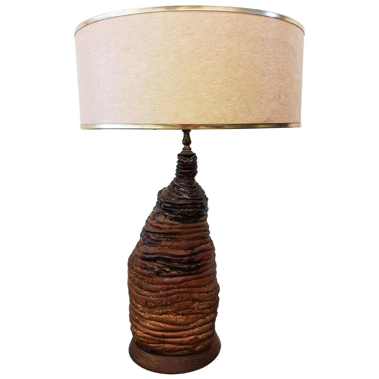 MidCentury Brutalist Clay Table Lamp Chairish