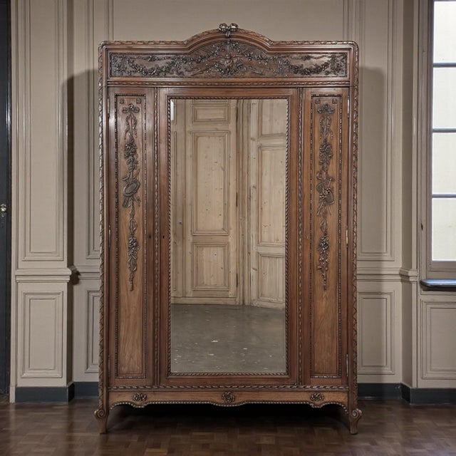 French 19th Century French Louis XVI Walnut Armoire For Sale - Image 3 of 18