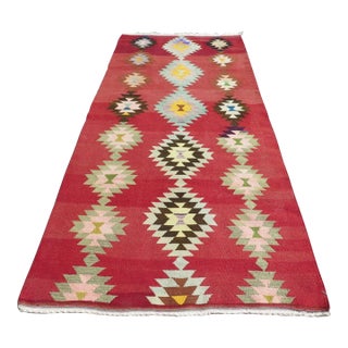 Vintage Turkish Kilim Rug - 45" X 100" For Sale