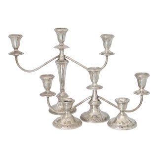 Sterling Silver Convertible Candelabra & Candlestick Set For Sale
