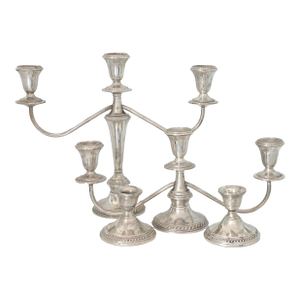 Sterling Silver Convertible Candelabra & Candlestick Set