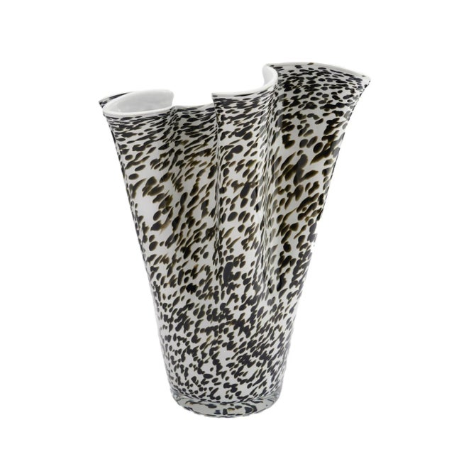Fazzoletto Handkerchief Vase in Dark Olive Mottled Glass, 1950's For Sale - Image 4 of 9