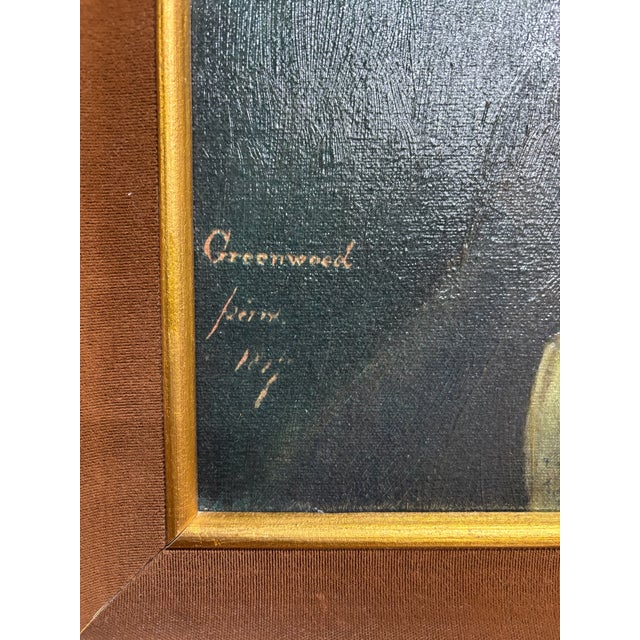This is a stunning vintage reproduction Ethan Allen Greenwood “Portrait of a Gentleman”, 1817 signed “Greenwood pinx” oil...