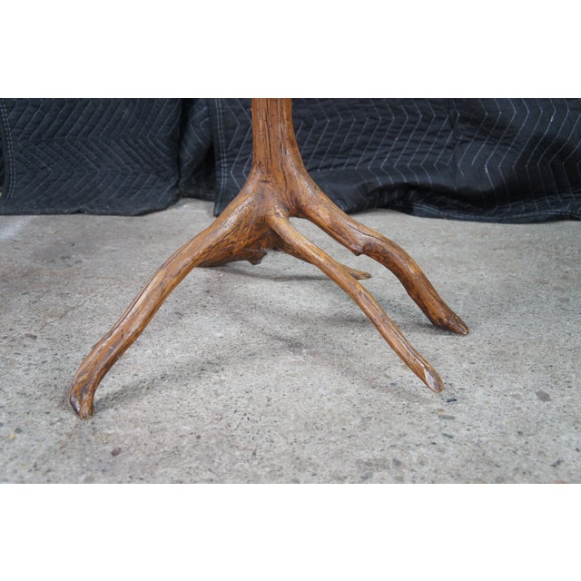 Late 20th Century Rustic Adirondack Sculptural Oak Branch Side Accent Table Round Cabin Lodge For Sale - Image 11 of 11