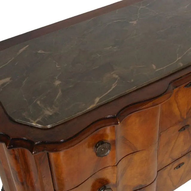 Antique Burl Walnut Commode with Marble Top, 1900s For Sale - Image 4 of 6