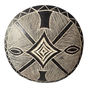 Vintage African Bamileke Tribe Wooden Shield Cameroon 17.25 " D