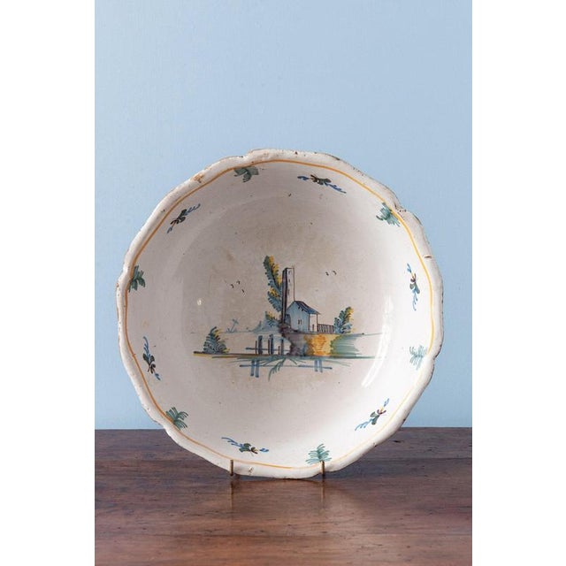 White Antique Polychrome Folly Bowl from Nevers Faience, 1750 For Sale - Image 8 of 8