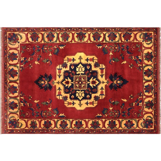 1980s 1980s Antique Rustic Kargahi Rust/Gold Hand Knotted Rug For Sale - Image 9 of 9