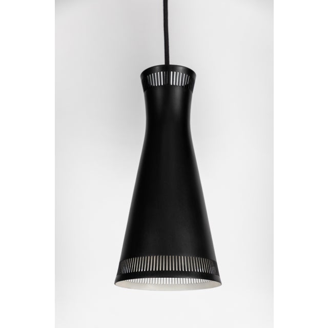 Metal 1950s Mauri Almari Perforated Black Metal Pendant for Idman Oy Finland For Sale - Image 7 of 12
