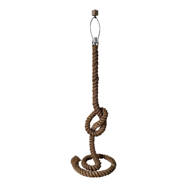 Vintage Audoux Minet Style Coastal Organic Sculptural Rope Knot Floor Lamp For Sale