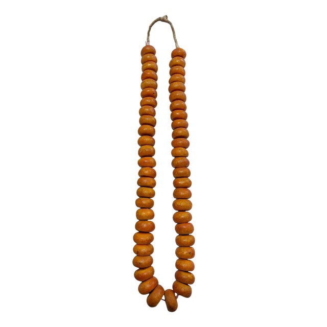 Vintage African Necklace/ Currency 50 Amber Beads Nigeria For Sale