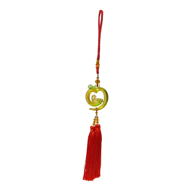 Crystal Glass Fengshui Fortune Green Pixiu Pendant Decor Tassel For Sale