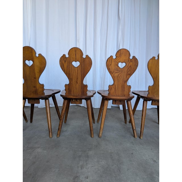 Farmhouse Tyrolean Chairs with Heart Cutout Back, 1970s, Set of 6 For Sale - Image 14 of 18