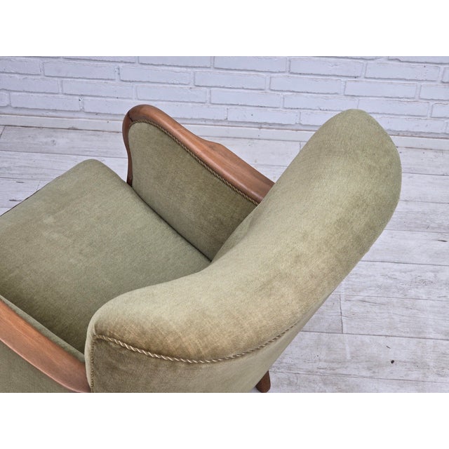 Danish Beech Armchair with Velour Upholstery, 1960s For Sale - Image 14 of 18