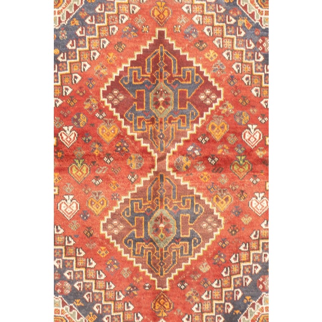 Tribal Vintage Hand-Knotted Persian Qashqai Rug 4'0" X 5'4" For Sale - Image 3 of 16