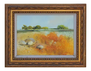 William Bill Hoey Serene Coastal Landscape Gouache Painting 1970s