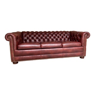 Tufted Leather Chesterfield Sofa by Hancock & Moore For Sale
