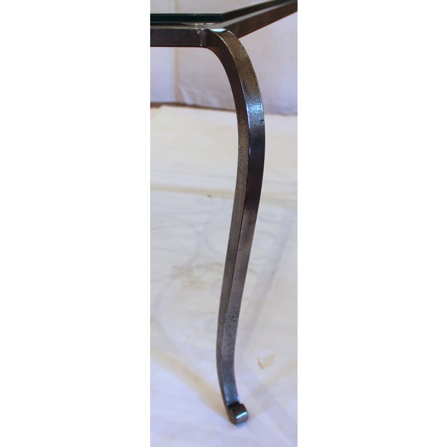 French Mid-19th Century & Later Polished French Steel & Glass Coffee Table For Sale - Image 3 of 5