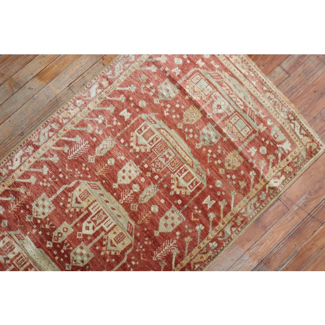 Red Zabihi Collection Whimsical Red Turkish Fine Narrow Runner For Sale - Image 8 of 12