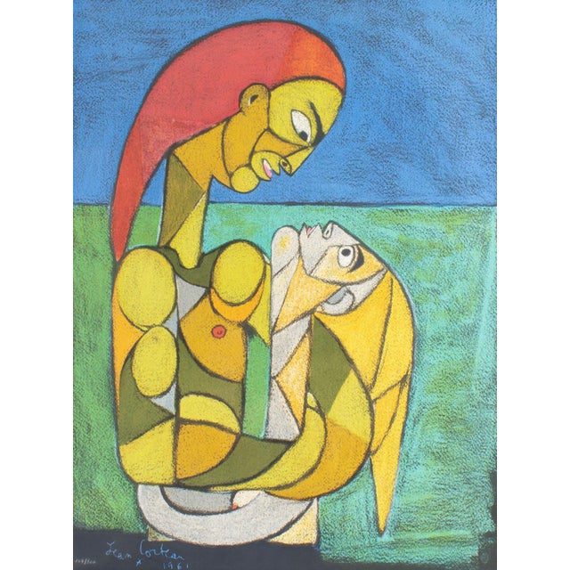 A lithograph from a series titled "Les Innamorati (The Lovers)" by the French artist Jean Cocteau (1889-1963). This work...